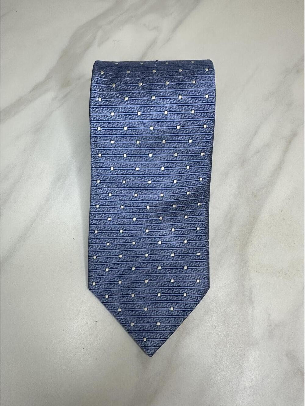 Brooks Brothers Makers and Merchants 100% silk tie blue/white striped/polka-dot